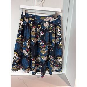 Grace Karin Skirt Womens Small Navy Fans‎ Pleat Ruffle A-Line Short Business Zip